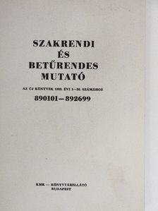 Szakrendi és betűrendes mutató az Új Könyvek 1989. évi 1-26. számához [antikvár]