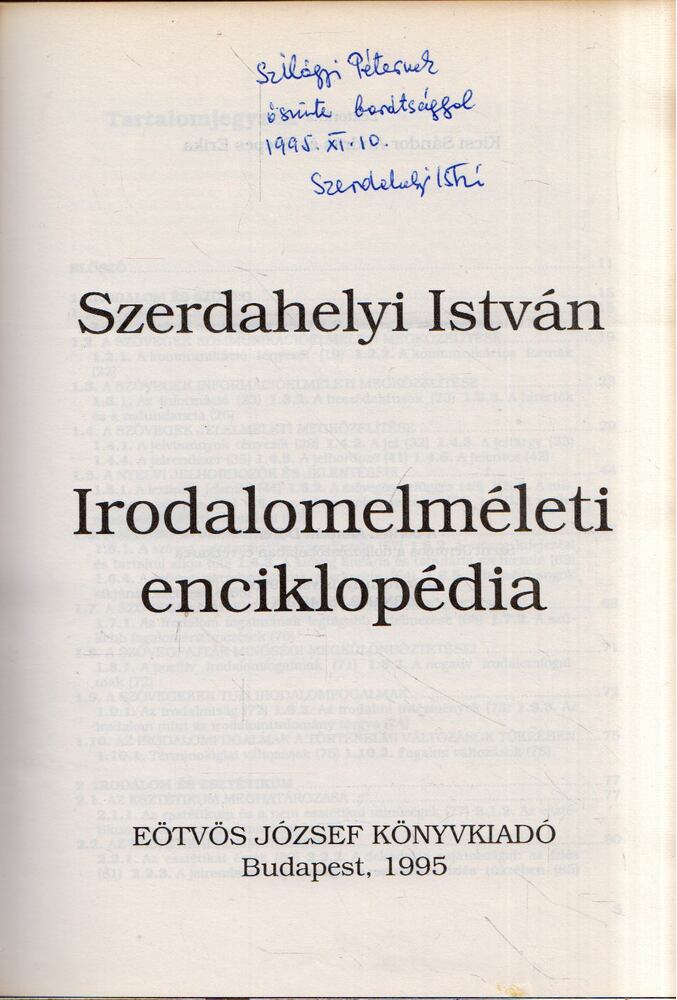 Szerdahelyi István - Irodalomelméleti enciklopédia (dedikált) [antikvár]