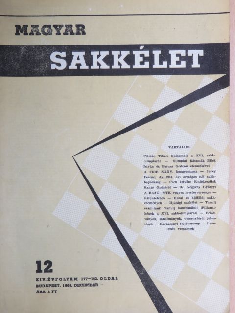 Bilek István - Magyar Sakkélet 1964. december [antikvár]