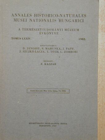 Demeter A. - Annales Historico-Naturales Musei Nationalis Hungarici 1982. [antikvár]