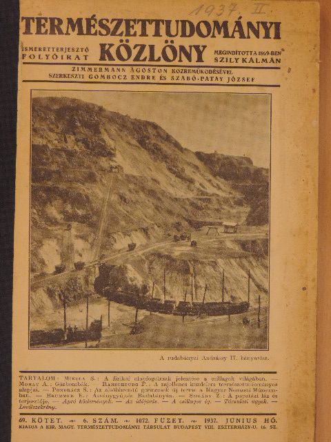 Aczél M. - Természettudományi Közlöny 1937. (nem teljes évfolyam) [antikvár]