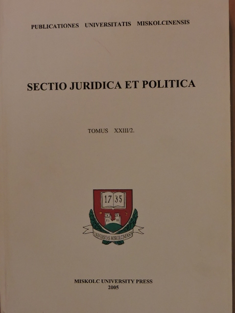 Barta Judit - Sectio Juridica et Politica Tomus XXIII/2. (töredék) [antikvár]