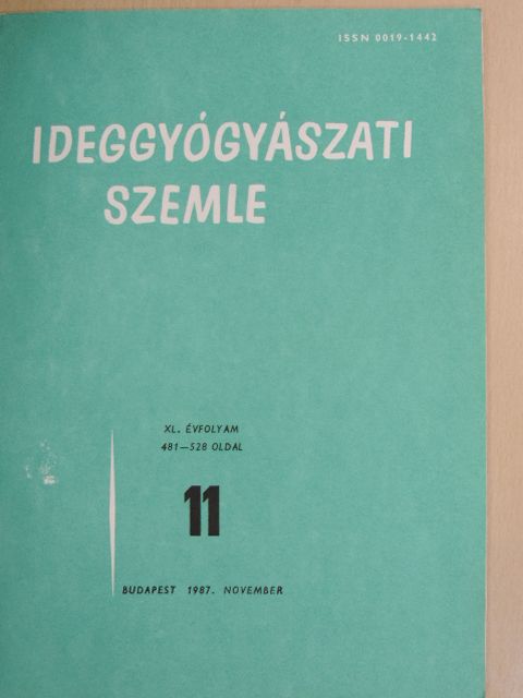 Dr. Borbély Katalin - Ideggyógyászati szemle 1987. november [antikvár]