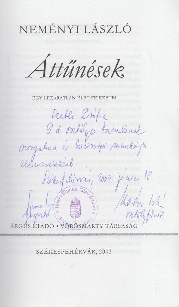 Neményi László - Áttűnések (dedikált) [antikvár]
