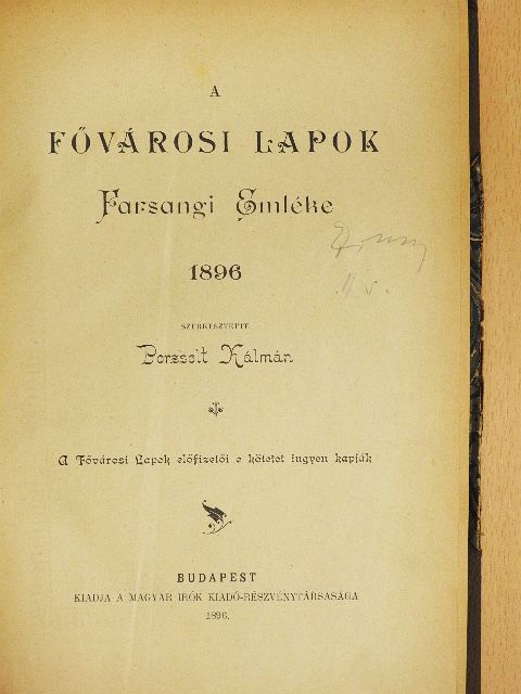 Abonyi Árpád - A Fővárosi Lapok Farsangi Emléke 1896 [antikvár]
