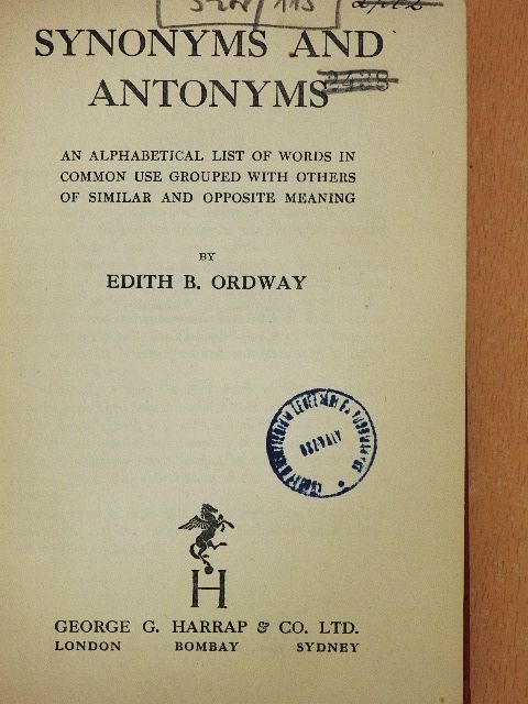 Edith B. Ordway - Synonyms and Antonyms [antikvár]