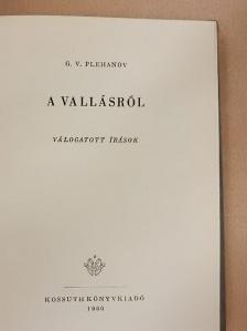 Georgij Valentyinovics Plehanov - A vallásról [antikvár]