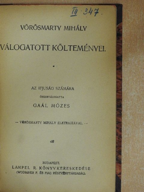 Vörösmarty Mihály - Vörösmarty Mihály válogatott költeményei [antikvár]