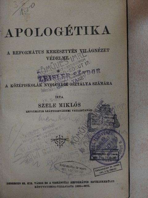Szele Miklós - Apologétika [antikvár]