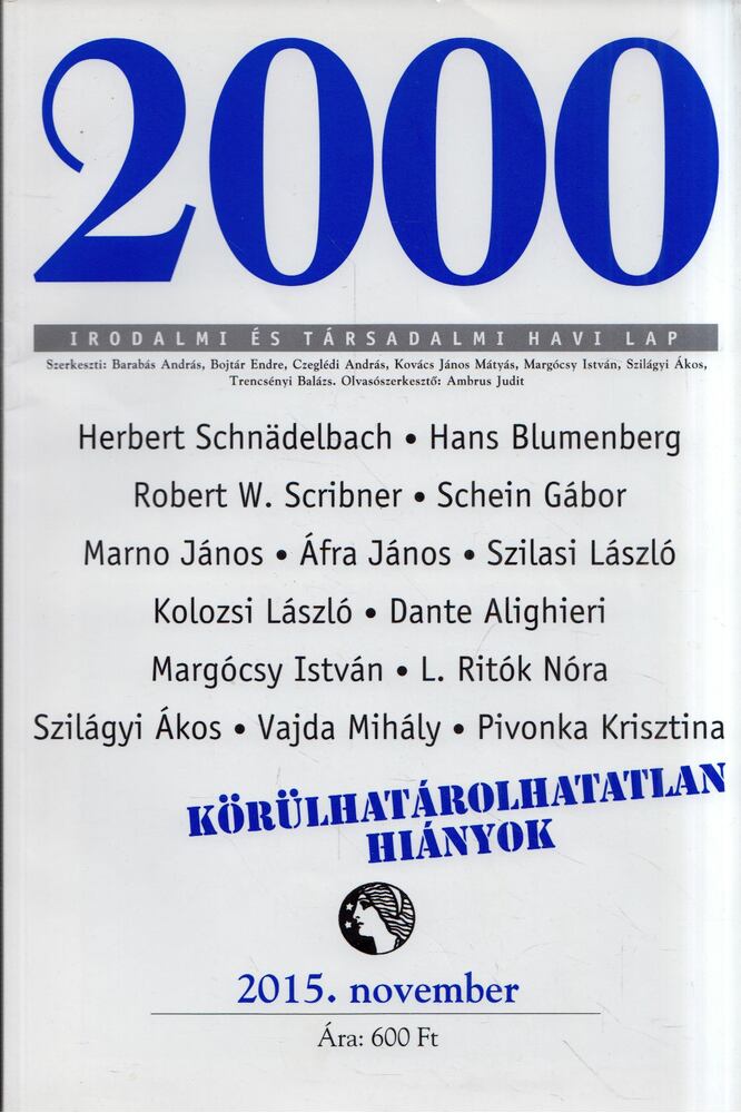 Barabás András - 2000 Irodalmi és társadalmi havi lap 2015. november [antikvár]