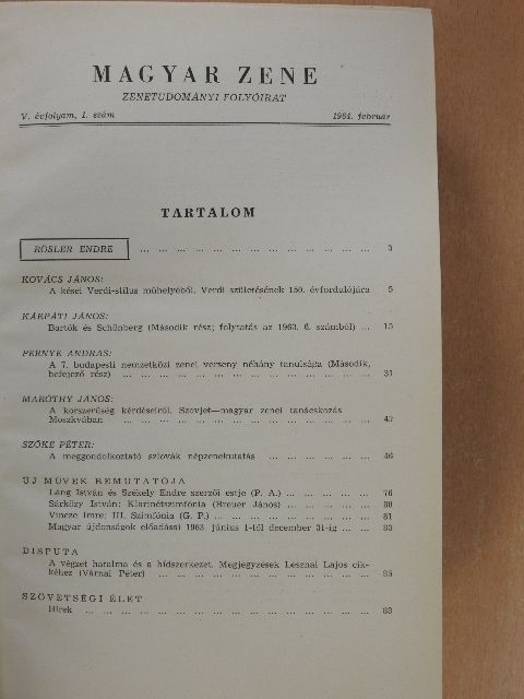 Bónis Ferenc - Magyar Zene 1964/1-6. [antikvár]