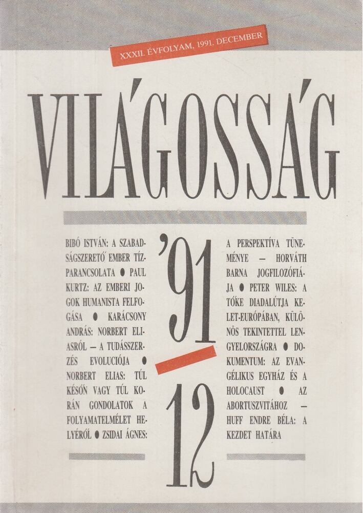 Papp Gábor (főszerk.) - Világosság 1991/12. [antikvár]