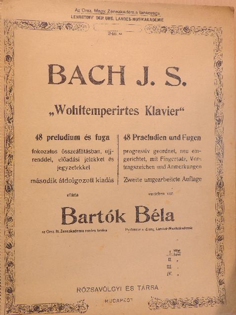 Bach J. S. - "Wohltemperirtes Klavier" I. füzet [antikvár]