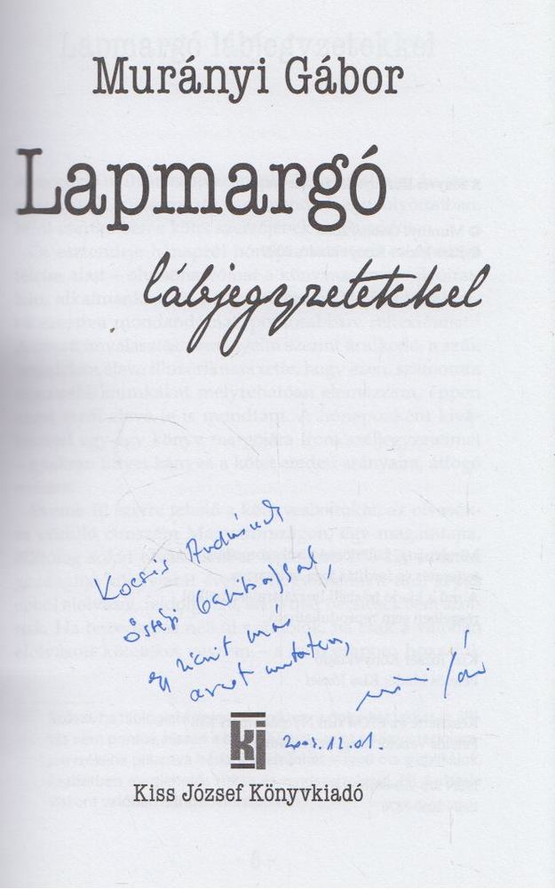 Murányi Gábor - Lapmargó lábjegyzetekkel (dedikált) [antikvár]