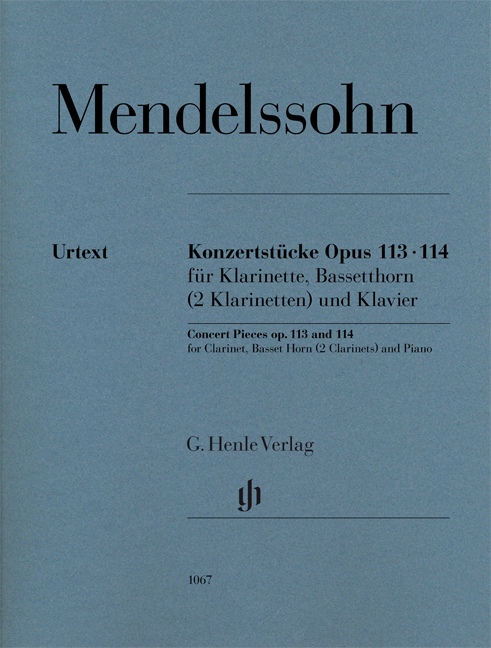 MENDELSSOHN - KONZERTSTÜCKE OPUS 113, 114 FÜR KLARINETTE, BASSETTHORN (2 KLARINETTEN) UND KLAVIER