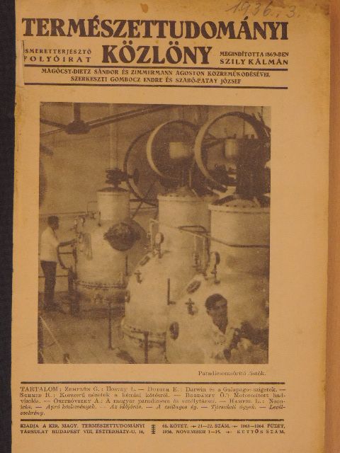 Bogdánfy Ö. - Természettudományi Közlöny 1936. (nem teljes évfolyam)/Pótfüzetek a Természettudományi Közlönyhöz 1936. január-december [antikvár]