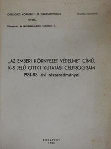 "Az emberi környezet védelme" című, K-5 jelű OTTKT kutatási célprogram 1981-83. évi eredményei [antikvár]