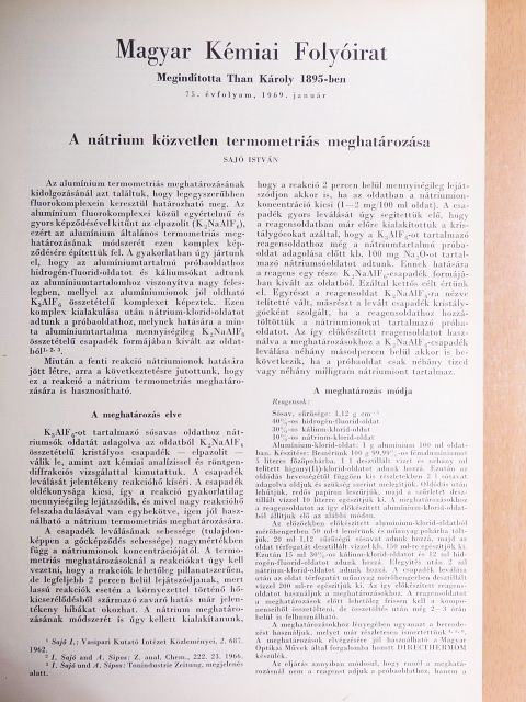 Flóra Teréz - Magyar Kémiai Folyóirat 1969. január-december [antikvár]