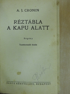A. J. Cronin - Réztábla a kapu alatt [antikvár]