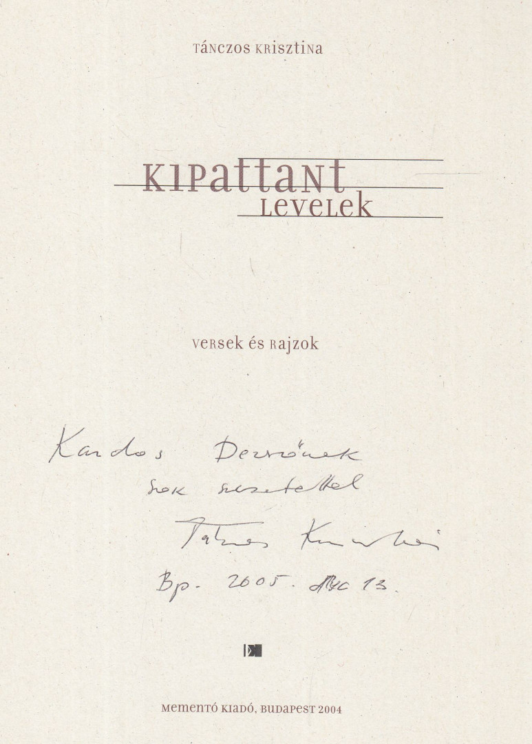 TÁNCZOS KRISZTINA - Kipattant levelek (dedikált) [antikvár]