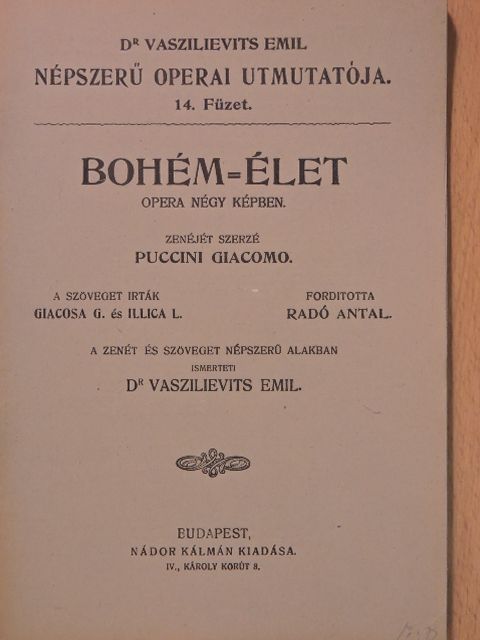 Giacomo Puccini - Bohém-Élet [antikvár]