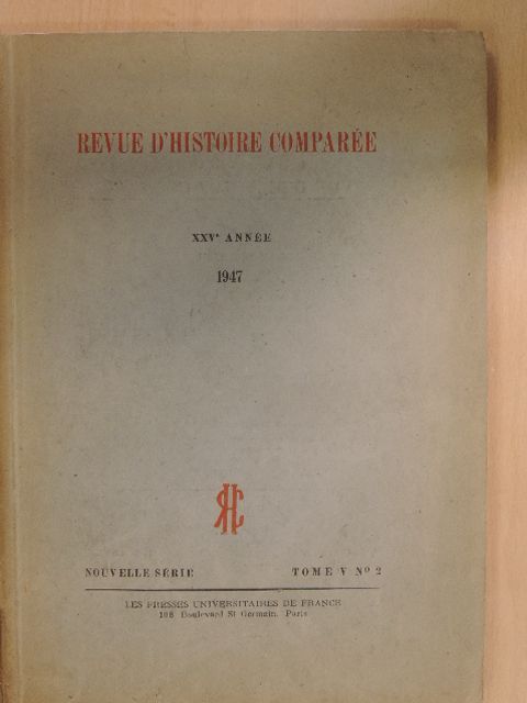 A. Angyal - Revue d'histoire comparée 1947/2. [antikvár]