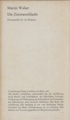 Martin Walser - Die Zimmerschlacht [antikvár]