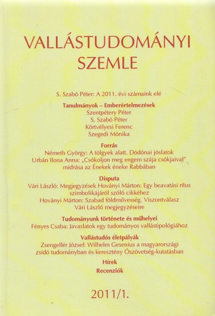 S. Szabó Péter - Vallástudományi Szemle 2011/1. [antikvár]