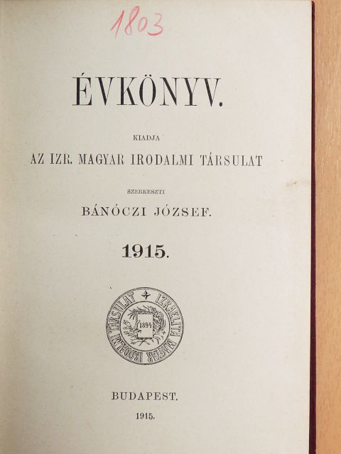 Balla Ignác - Évkönyv 1915. [antikvár]