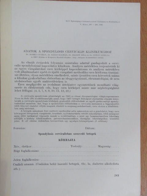 Dr. Bobkó György - Adatok a spondylosis cervicalis klinikumához [antikvár]
