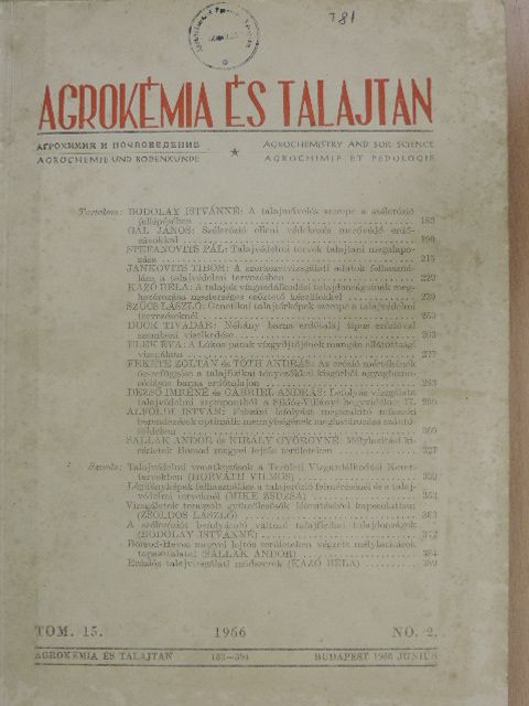 Alföldi István - Agrokémia és talajtan 1966. június [antikvár]