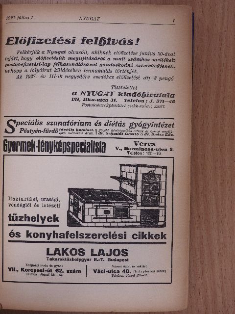 Gyulai Márta - Nyugat 1927. (nem teljes évfolyam) [antikvár]