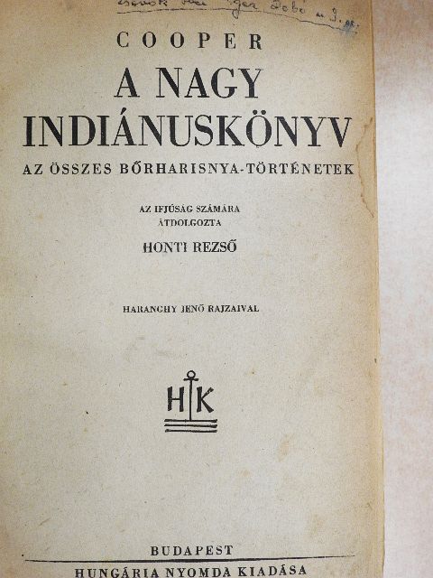 Cooper - A nagy indiánuskönyv [antikvár]
