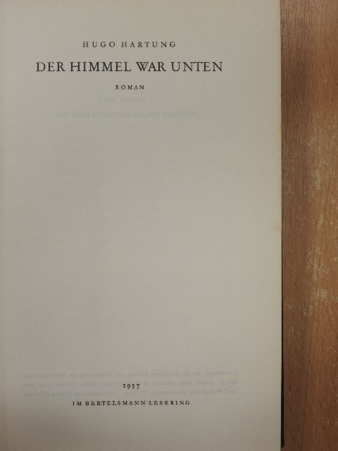 Hugo Hartung - Der Himmel War Unten [antikvár]
