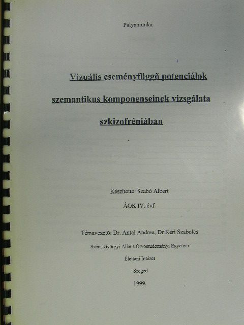 Szabó Albert - Vizuális eseményfüggő potenciálok szemantikus komponenseinek vizsgálata szkizofréniában [antikvár]