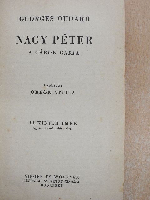Georges Oudard - Nagy Péter [antikvár]