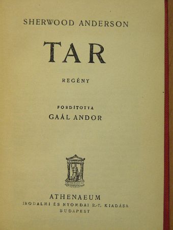 Sherwood Anderson - Tar [antikvár]