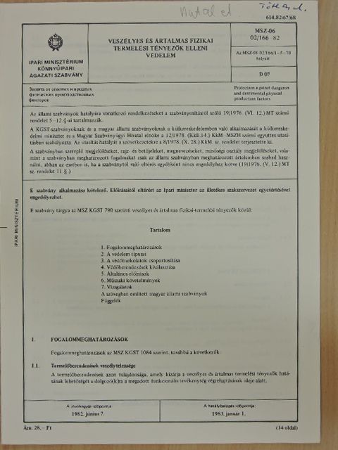 Veszélyes és ártalmas fizikai termelési tényezők elleni védelem [antikvár]
