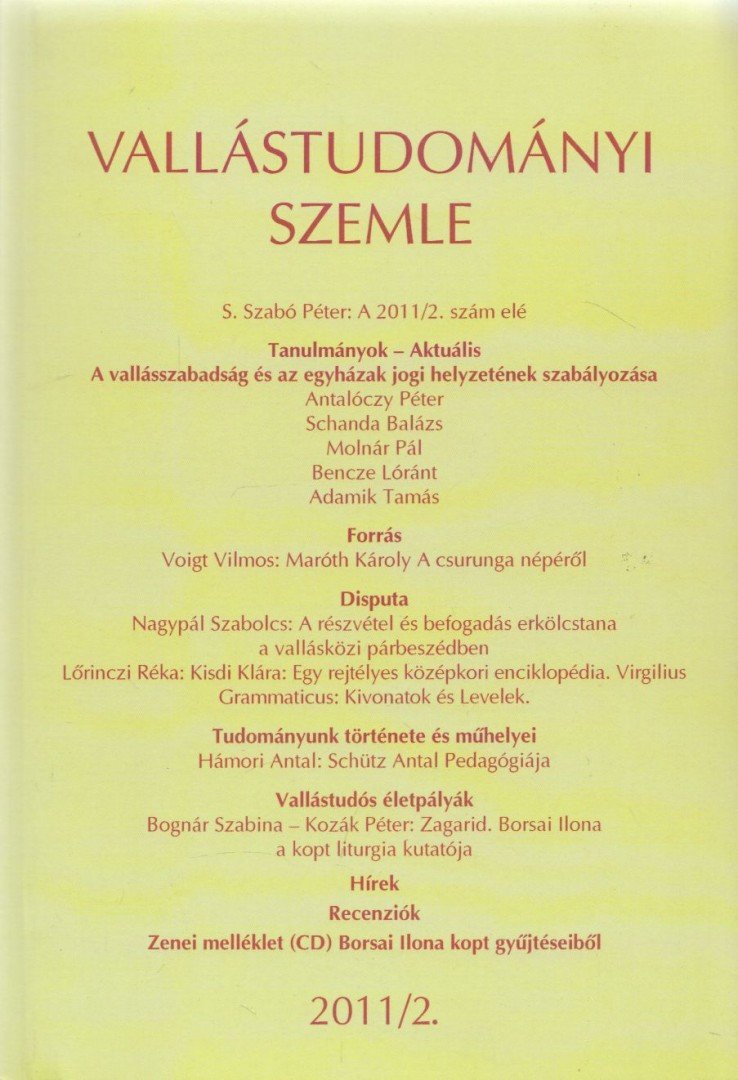 S. Szabó Péter - Vallástudományi Szemle 2011/2. [antikvár]
