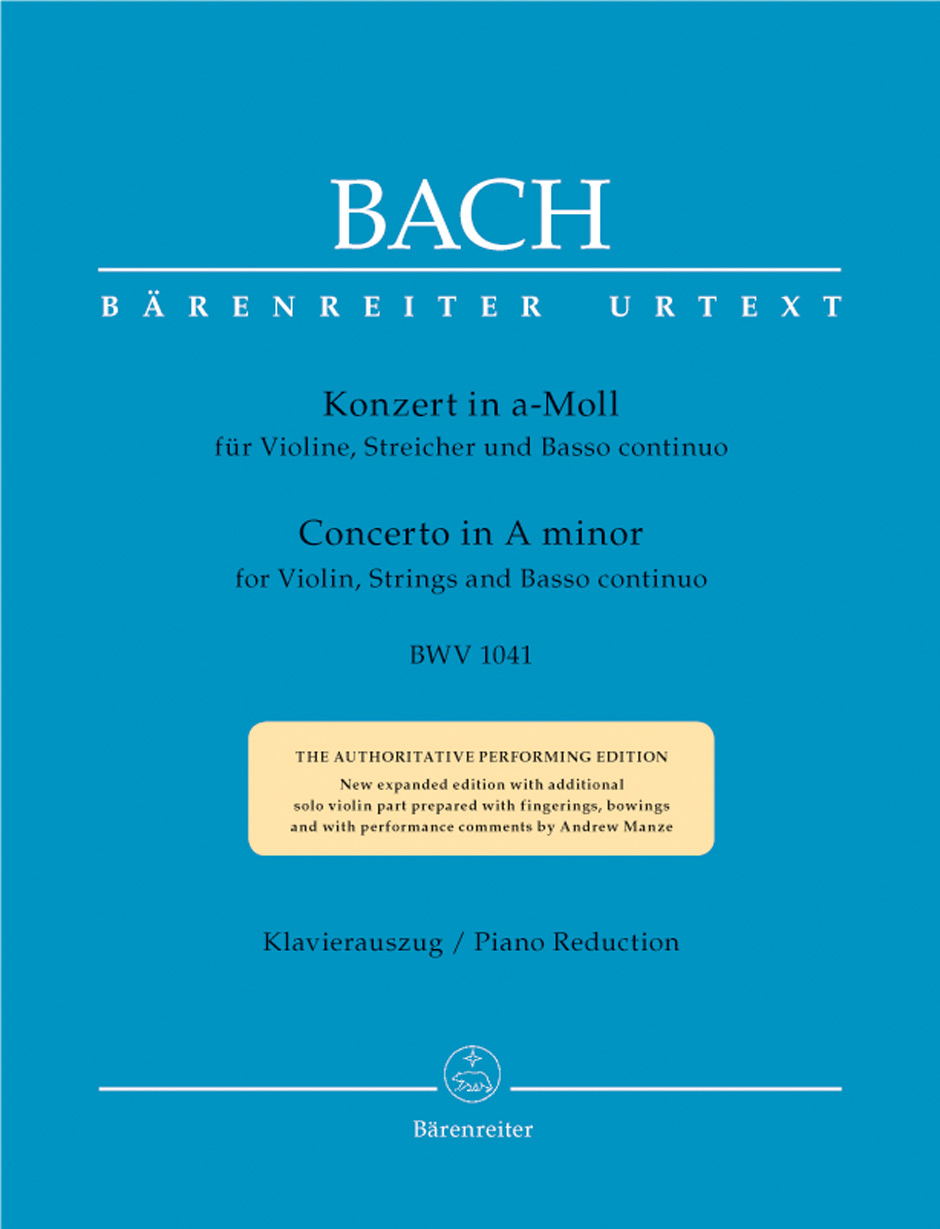 J. S. Bach - KONZERT IN a-MOLL FÜR VIOLINE, STREICHER UND BASSO CONTINUO BWV 1041 KLAVIERAUSZUG URTEXT