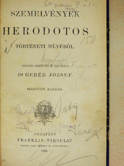 Herodotos - Szemelvények Herodotos történeti művéből [antikvár]