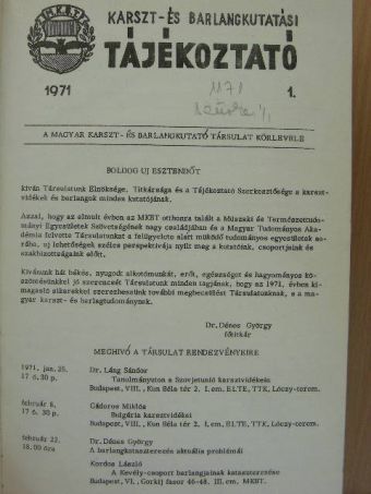 Karszt- és Barlangkutatási Tájékoztató 1971-74. január-december [antikvár]