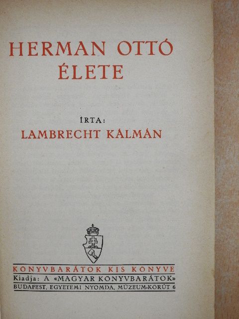 Lambrecht Kálmán - Herman Ottó élete [antikvár]