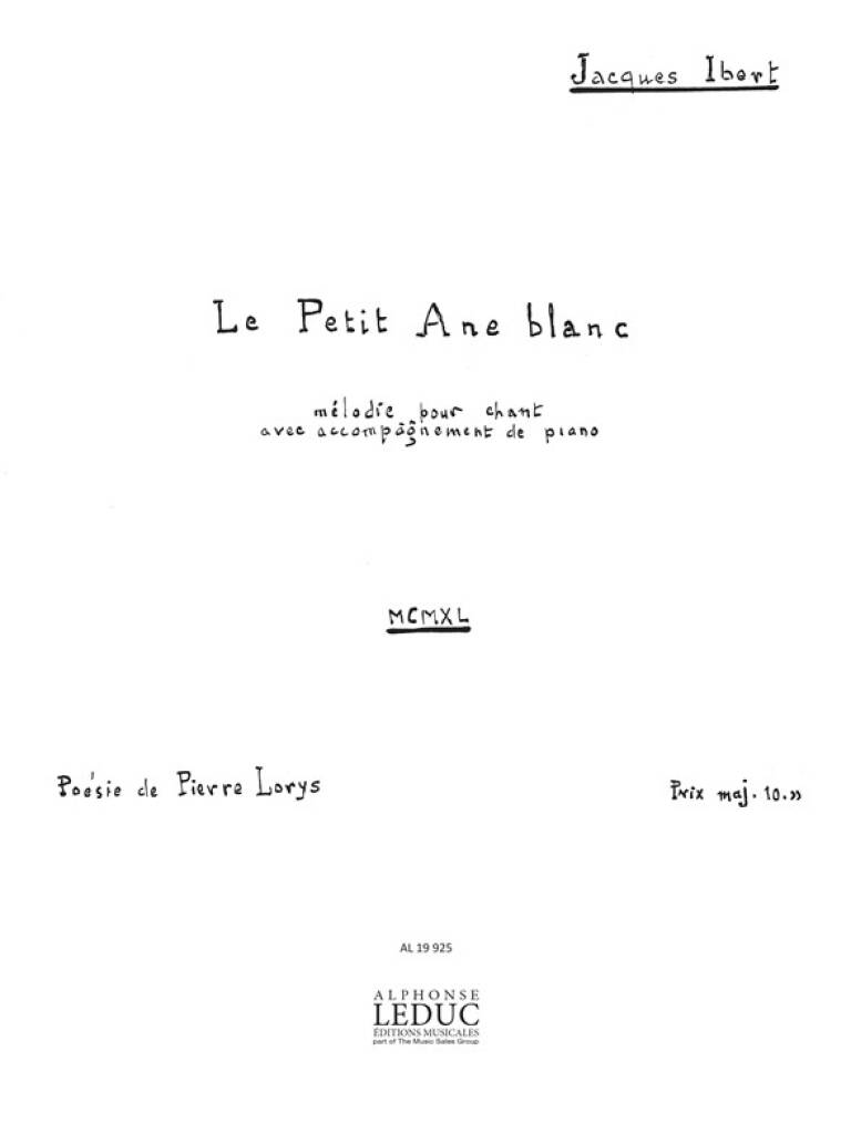 IBERT, JACQUES - LE PETIT ANE BLANC POUR CHANT ET PIANO, ANTIKVÁR PÉLDÁNY
