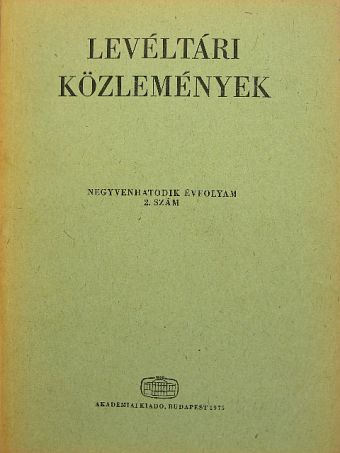 Balázs Péter - Levéltári közlemények XLVI. 2. szám [antikvár]