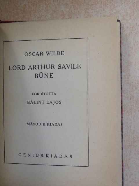 Oscar Wilde - Lord Arthur Savile bűne [antikvár]