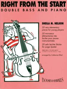 NELSON, SHEILA M - RIGHT FROM THE START - DOUBLE BASS AND PIANO - 20 VERY ELEMANTARY PIECES FOR YOUNG PLAYERS