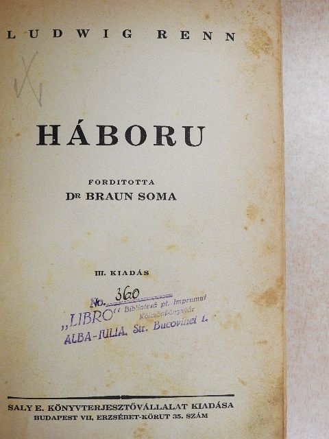 Ludwig Renn - Háboru [antikvár]