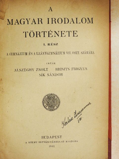 Alszeghy Zsolt - A magyar irodalom története I. [antikvár]