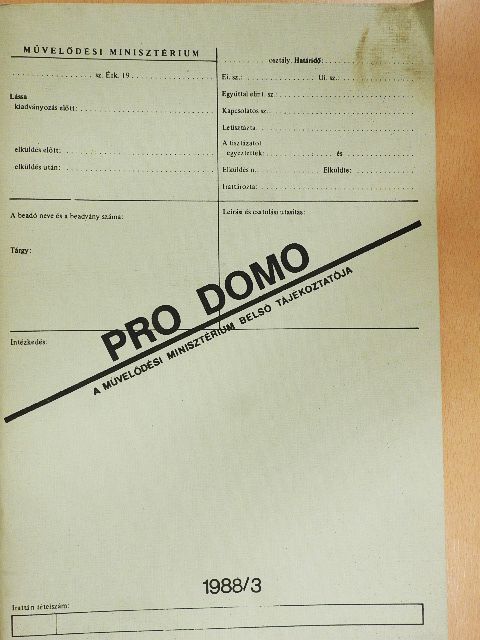 Bőgel József - Pro domo 1988/3 [antikvár]